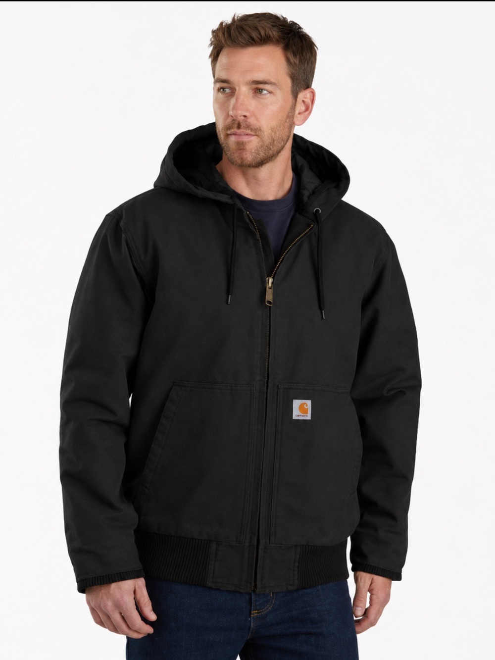 Carhartt 104050 Black Duck Insulated Hooded Work Coat Large Excellent Condition!